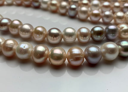 11-12 mm AA Half Strand Large Hole Natural Multi White and Pink Potato Freshwater Pearl Beads Hole Size 2.2 mm Large Hole Pink Pearls #1349