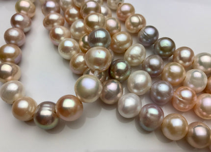 11-12 mm AA Half Strand Large Hole Natural Multi White and Pink Potato Freshwater Pearl Beads Hole Size 2.2 mm Large Hole Pink Pearls #1349