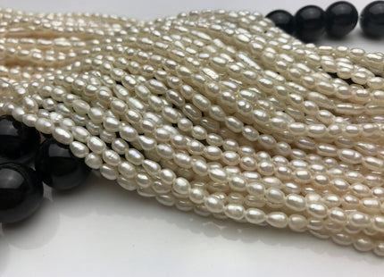 3x4-6mm Natural White Color Rice Shape Freshwater Pearls Genuine Tiny Freshwater Pearl Beads Bridal Pearls #1371