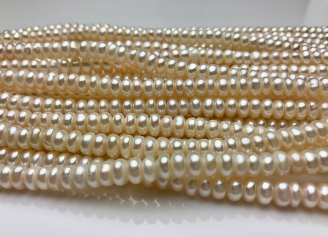 6mm AAA Large Hole Natural White Button/Rondelle Freshwater Pearls Hole Size 1.2mm Or 1.5mm Genuine Large Hole Freshwater Pearl Beads #1334
