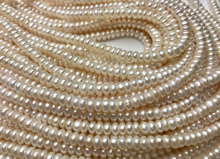 6mm AAA Large Hole Natural White Button/Rondelle Freshwater Pearls Hole Size 1.2mm Or 1.5mm Genuine Large Hole Freshwater Pearl Beads #1334