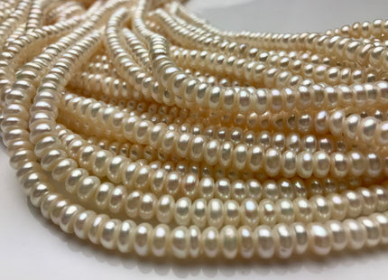 6mm AAA Large Hole Natural White Button/Rondelle Freshwater Pearls Hole Size 1.2mm Or 1.5mm Genuine Large Hole Freshwater Pearl Beads #1334