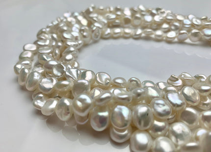 9x11 mm AA Natural White Freshwater Flat Keshi Pearls Genuine High Luster Natural White Freshwater Pearls #1347