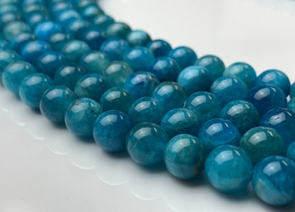 WHOLESALE 6mm 8mm AA Smooth Round Natural Apatite Gemstone Beads High Quality Round Apatite Beads. 8 Inches Strand #2265