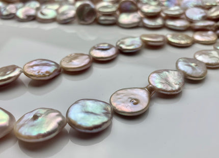 14-15 mm AAA Mauve Pink Freshwater Coin Pearl Beads Genuine Natural Color High Luster Beautiful Pink Freshwater Coin Pearls #1374