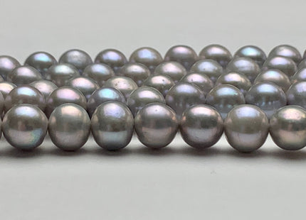 8.5-9 mm AA Gray Semi-Round / Potato Freshwater Pearls Genuine High Luster Near Round Silver Gray Freshwater Pearls #533