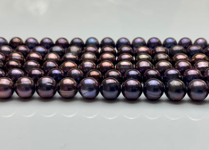 7 -7.5 mm AAA Purplish Peacock color Semi Round Freshwater Pearl Beads Genuine High Luster Wild Peacock Round Freshwater Pearls #1379