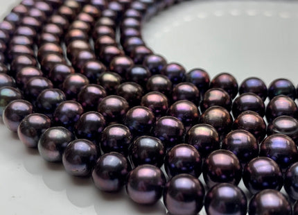 7 -7.5 mm AAA Purplish Peacock color Semi Round Freshwater Pearl Beads Genuine High Luster Wild Peacock Round Freshwater Pearls #1379