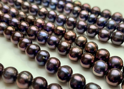 6-6.5 mm or 7-7.5 mm AAA Purplish Peacock Color Semi Round Freshwater Pearl Beads Genuine High Luster Peacock Round Freshwater Pearls #1379
