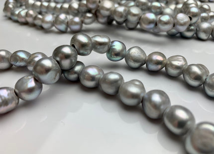 11-12mm Gray/Silver Color Large Hole Freshwater Nugget Pearl Hole Size 2.5mm Genuine Silver Nugget Freshwater Pearls #47