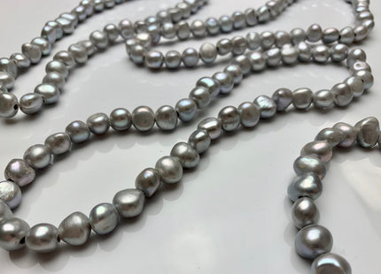 11-12mm Gray/Silver Color Large Hole Freshwater Nugget Pearl Hole Size 2.5mm Genuine Silver Nugget Freshwater Pearls #47