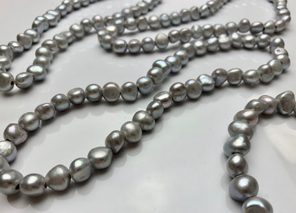 11-12mm Gray/Silver Color Large Hole Freshwater Nugget Pearl Hole Size 2.5mm Genuine Silver Nugget Freshwater Pearls #47
