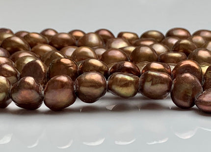 10-11 mm Large Hole Copper Brown Freshwater Pearl Nugget Beads 2 mm Hole, Genuine Freshwater Pearl Large Hole Nugget Beads. #334