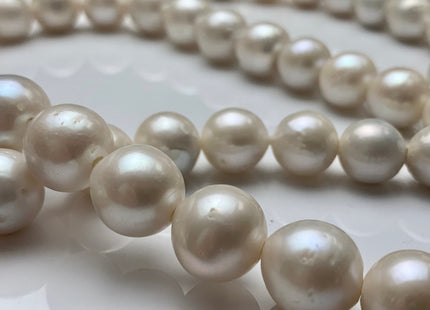 12-14 mm Natural White Baroque Half Strand Large Hole Freshwater Pearl Beads 2.2mm Hole Natural White Edison Baroque #1013