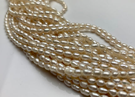 2.5x3-4 mm Natural White Rice / Oval Freshwater Pearl High Luster Freshwater Pearls Beads Small White Seed Pearl Beads #1380