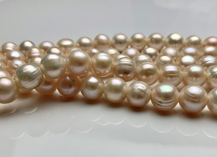 10-11 mm AA Large Hole Natural Light Pink Or Light Peach Color Freshwater Pearl Beads Hole Size 2.2 mm High Luster Large Hole Pearls #593
