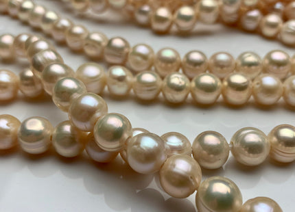 10-11 mm AA Large Hole Natural Light Pink Or Light Peach Color Freshwater Pearl Beads Hole Size 2.2 mm High Luster Large Hole Pearls #593