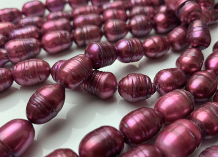 10-12 x 12-14mm Rice/Oval Ringed Genuine Freshwater Pearl Beads, Cultured Pearls in Olive Green, Brown & Pink Colors (288-RWMIX1114)