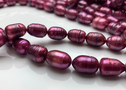 10-12 x 12-14mm Rice/Oval Ringed Genuine Freshwater Pearl Beads, Cultured Pearls in Olive Green, Brown & Pink Colors (288-RWMIX1114)