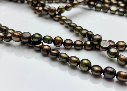 6.5-7 mm AA Button Freshwater Pearl Beads Round Nugget Shape Natural White/ Peacock / Olive Green Color Round Nuggets Pearl Beads #90