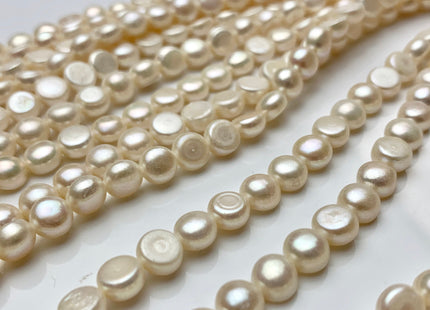 6.5-7 mm AA Button Freshwater Pearl Beads Round Nugget Shape Natural White/ Peacock / Olive Green Color Round Nuggets Pearl Beads #90