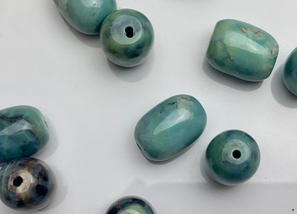 13x17 mm Natural Color Smooth Barrel Shape Dragon Skin Agate Gemstone Beads Natural Blue Green Color Agate Gemstone Beads. #2254