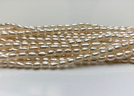 3.5x5 mm AA Natural White Rice/Oval Shape Tiny Seed Freshwater Pearls Genuine High Luster Small Freshwater Pearl Beads #1391