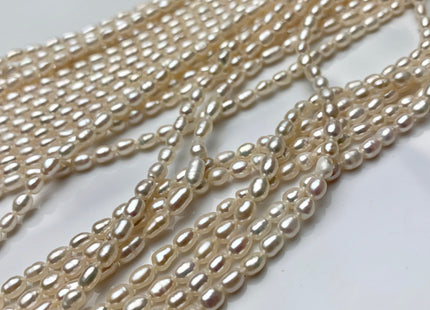 3.5x5 mm AA Natural White Rice/Oval Shape Tiny Seed Freshwater Pearls Genuine High Luster Small Freshwater Pearl Beads #1391