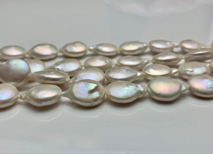 13x16 mm AA Natural White W/Pink Luster Freshwater Coin Pearls Genuine High Luster White Flat Smooth Tear Drop Coin Pearl Bead #1071