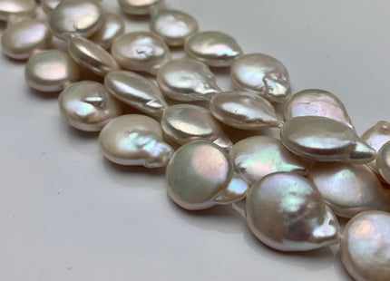 13x16 mm AA Natural White W/Pink Luster Freshwater Coin Pearls Genuine High Luster White Flat Smooth Tear Drop Coin Pearl Bead #1071