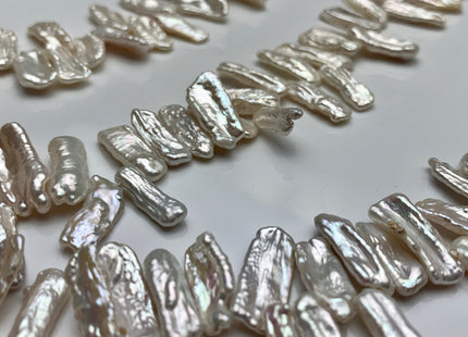 WHOLESALE 7x15-20 mm AAA Natural White Side Drilled Biwa Stick Pearls Genuine High Luster Top Drilled Natural Biwa Pearl Beads #1398