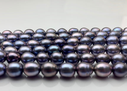 7x8.5-9 mm AA Quality Unique Peacock Oval/Rice Freshwater Pearls High Quality/Luster Blue Or Purplish Peacock Freshwater Pearls #1400