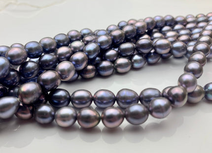 7x8.5-9 mm AA Quality Unique Peacock Oval/Rice Freshwater Pearls High Quality/Luster Blue Or Purplish Peacock Freshwater Pearls #1400