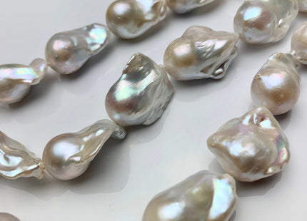 One-Of-A-Kind 15-18x22-30 mm AAA Jumbo Natural White Baroque Pearl High Luster Tear Drop Shape White Baroque Pearl Beads #1094