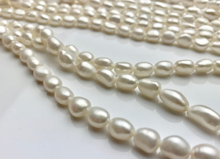6-7x9-10 mm AAA Natural White High Luster Rice Nugget Freshwater Pearl Beads Top Quality Very Smooth White Freshwater Nugget Pearls #1402