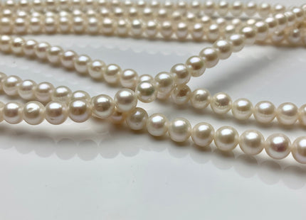 WHOLESALE 5.5-6 mm AAA Natural White Semi Round Freshwater Pearls Genuine High Luster Smooth And Round White Freshwater Pearl Beads #205