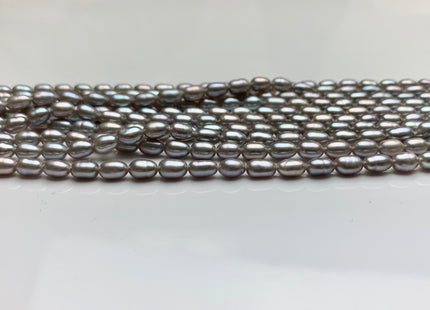 3.5-4x5-6 mm AAA Tiny Gray Color Rice / Oval Shape Freshwater Pearls Genuine Smooth And Shiny Freshwater Pearl Seed Beads #1409