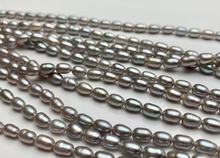 3.5-4x5-6 mm AAA Tiny Gray Color Rice / Oval Shape Freshwater Pearls Genuine Smooth And Shiny Freshwater Pearl Seed Beads #1409