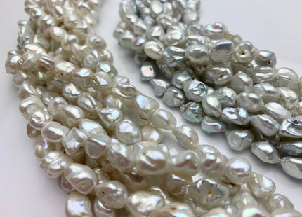 6-8x9-10 mm Natural White Or Natural Gray Keshi Freshwater Pearl Beads Genuine Natural Keshi Oval Nugget B grade Pearls #1405