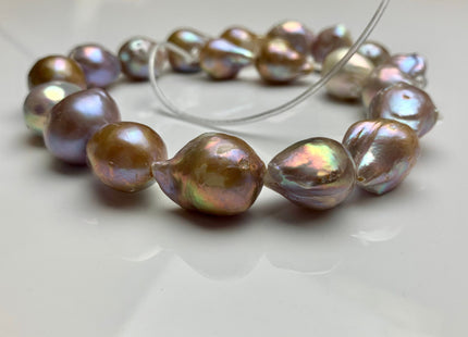 One-Of-A-Kind 14x18-20 mm AAA Large Hole Jumbo Natural Pink Baroque Pearl Beads 2.0mm Hole Natural Iridescent Color Baroque Pearl Beads #526