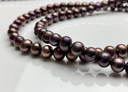 7-7.5 mm Purplish Peacock Semi-Round Freshwater Pearl Beads #1416