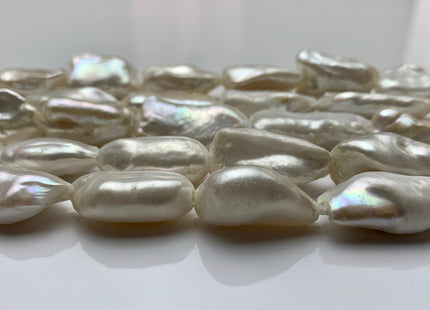 12-14x22-28 mm AAA Half Strand Large Hole White Or Gray Biwa Stick Freshwater Pearl Beads Hole Size 2.2 mm Genuine Jumbo Biwa Stick #1353