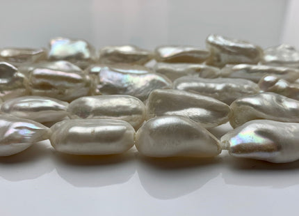 12-14x22-28 mm AAA Half Strand Large Hole White Or Gray Biwa Stick Freshwater Pearl Beads Hole Size 2.2 mm Genuine Jumbo Biwa Stick #1353