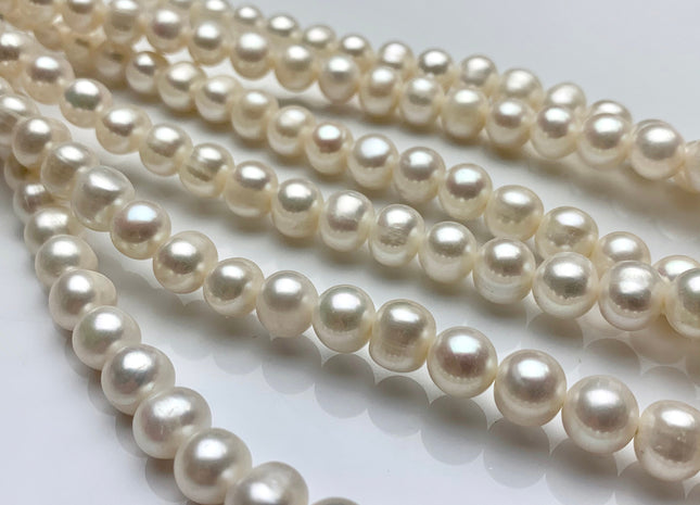 8 mm OR 9 mm Natural White Potato Freshwater Pearls Genuine Off Round Natural Pearl Beads High Luster White Cultured Freshwater Pearls #1440