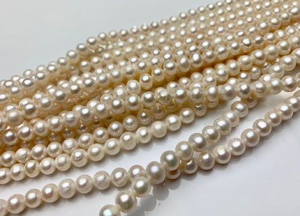 4-6 mm Natural White Off Round Freshwater Pearl Beads Genuine Natural Freshwater Potato Pearls #1433
