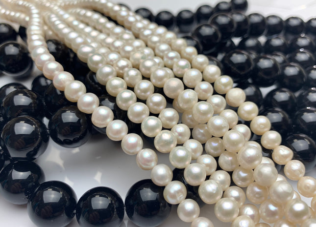 4-6 mm Natural White Off Round Freshwater Pearl Beads Genuine Natural Freshwater Potato Pearls #1433