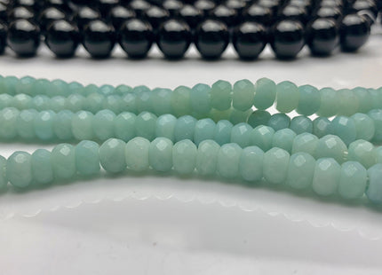 5x8mm AAA Large Hole Faceted Roundel Amazonite Natural Semi Precious Gemstone Natural Color Faceted Roundel Hole Size 2.0mm #2208