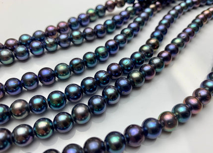 8 mm AAA Large Hole Peacock Round Freshwater Pearl Beads Hole Size 1.0mm Or 2.2mm Genuine High Luster Nice Blue Peacock Color Pearls #1438