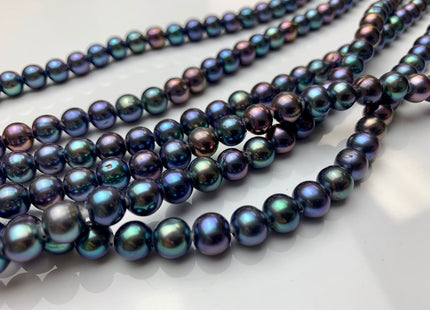 8 mm AAA Large Hole Peacock Round Freshwater Pearl Beads Hole Size 1.0mm Or 2.2mm Genuine High Luster Nice Blue Peacock Color Pearls #1438