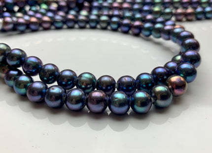 8 mm AAA Large Hole Peacock Round Freshwater Pearl Beads Hole Size 1.0mm Or 2.2mm Genuine High Luster Nice Blue Peacock Color Pearls #1438